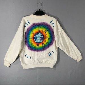 Vintage Key West Florida Rainbow Painted World Collared Sweatshirt Size Small